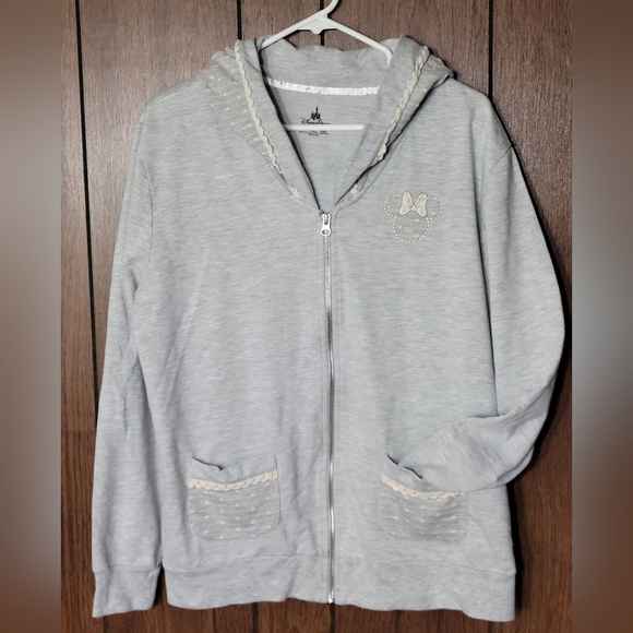 Disney Parks Authentic Minnie Mouse Zip up sweatshirt Gray XL - Picture 1 of 10
